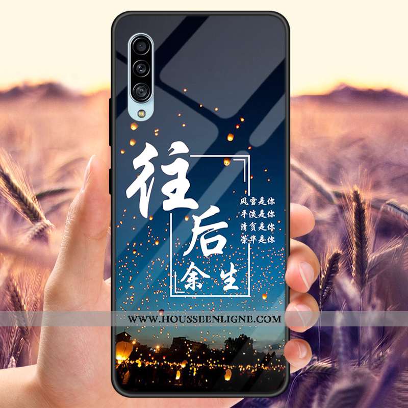 Coque Samsung Galaxy A70s Verre Personnalisé Tout Compris Net Rouge Étoile Téléphone Portable Noir