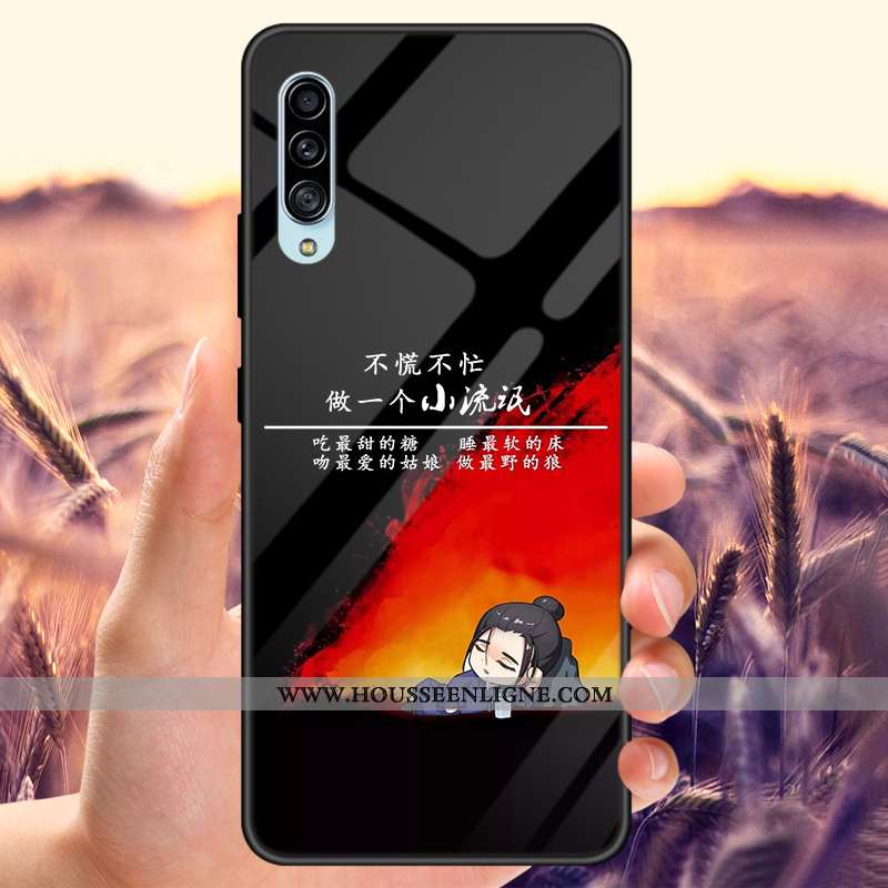 Coque Samsung Galaxy A70s Verre Personnalisé Tout Compris Net Rouge Étoile Téléphone Portable Noir