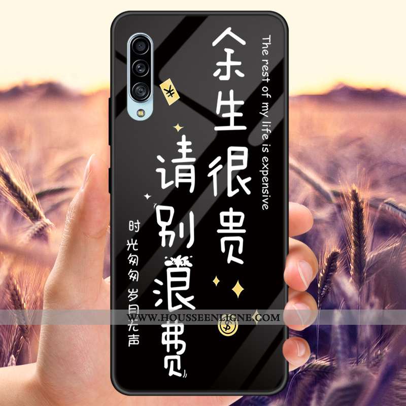 Coque Samsung Galaxy A70s Verre Personnalisé Tout Compris Net Rouge Étoile Téléphone Portable Noir