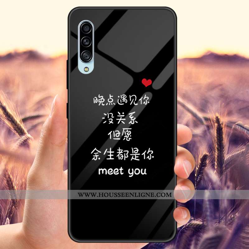 Coque Samsung Galaxy A70s Verre Personnalisé Tout Compris Net Rouge Étoile Téléphone Portable Noir