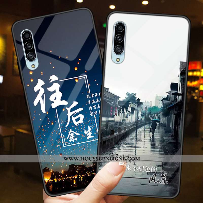 Coque Samsung Galaxy A70s Verre Personnalisé Tout Compris Net Rouge Étoile Téléphone Portable Noir