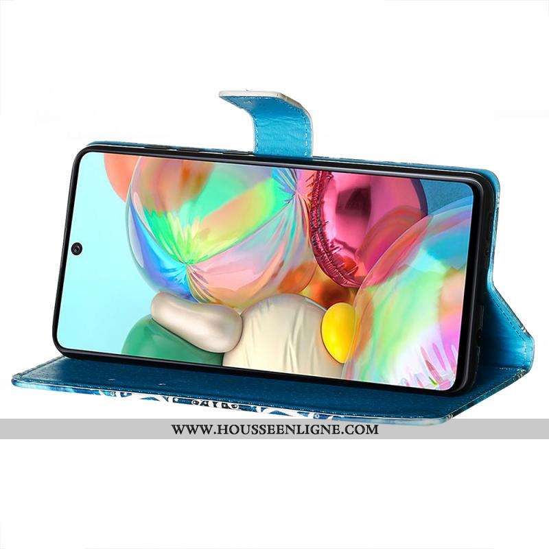 Coque Samsung Galaxy A71 Cuir Fluide Doux Étoile Carte Étui Personnalité Rose