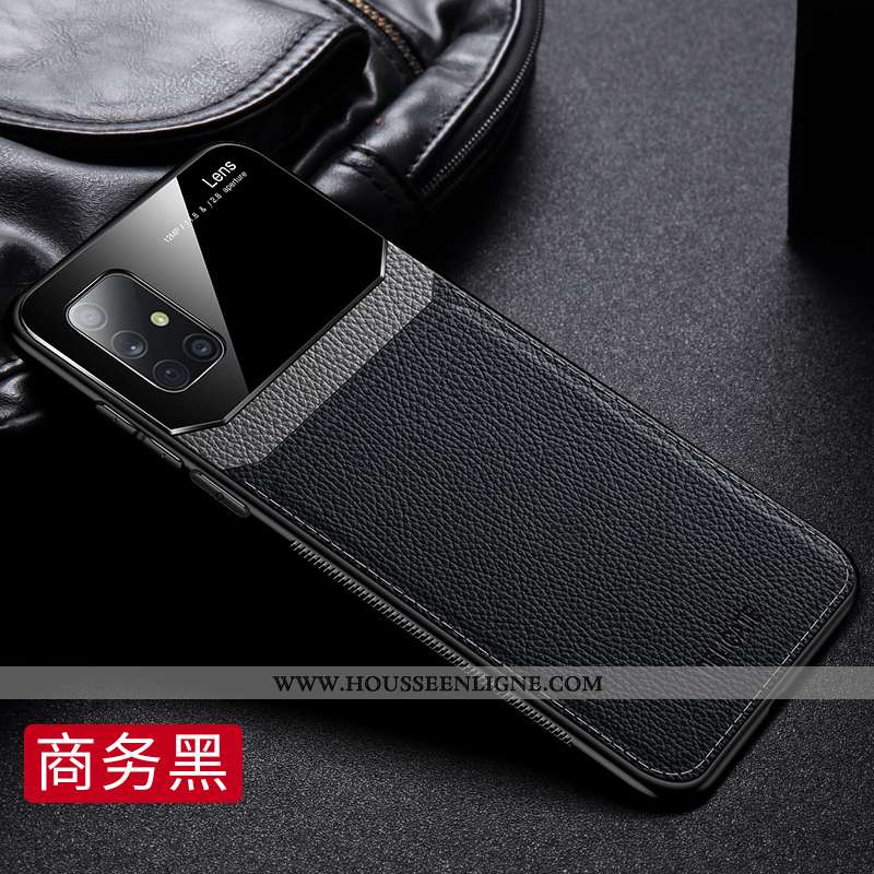 Coque Samsung Galaxy A71 Cuir Modèle Fleurie Incassable Business Téléphone Portable Étoile Marron