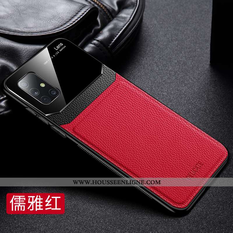 Coque Samsung Galaxy A71 Cuir Modèle Fleurie Incassable Business Téléphone Portable Étoile Marron