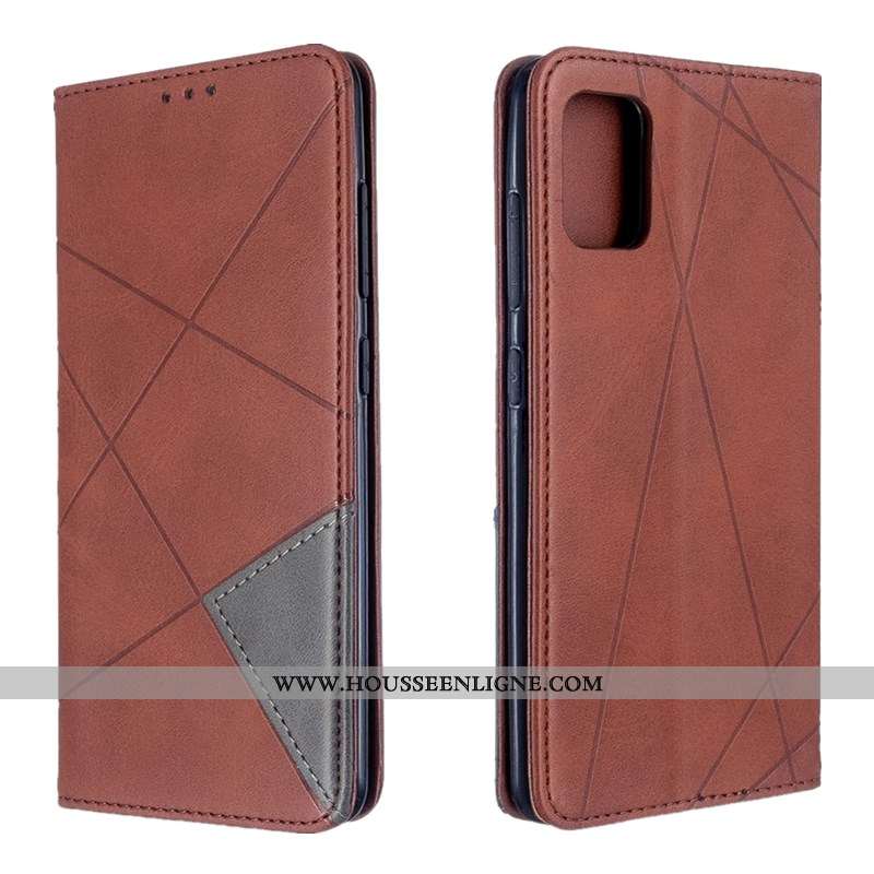 Coque Samsung Galaxy A71 Cuir Protection Téléphone Portable Tout Compris Housse Étoile Étui Marron