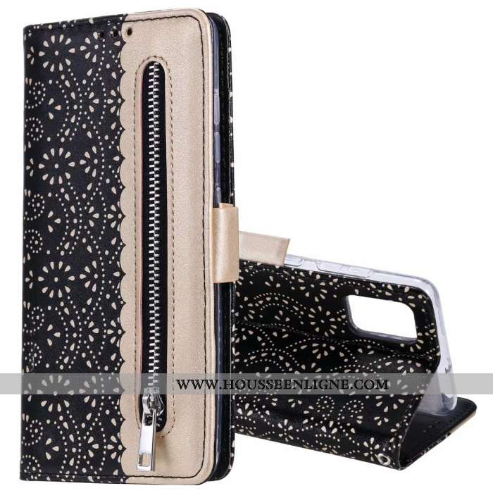 Coque Samsung Galaxy A71 Cuir Téléphone Portable Plier Noir Housse Étoile