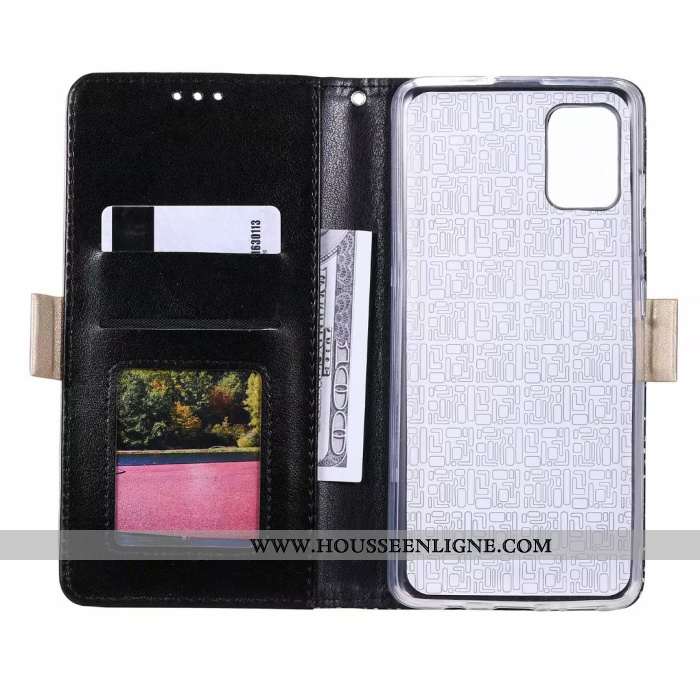 Coque Samsung Galaxy A71 Cuir Téléphone Portable Plier Noir Housse Étoile