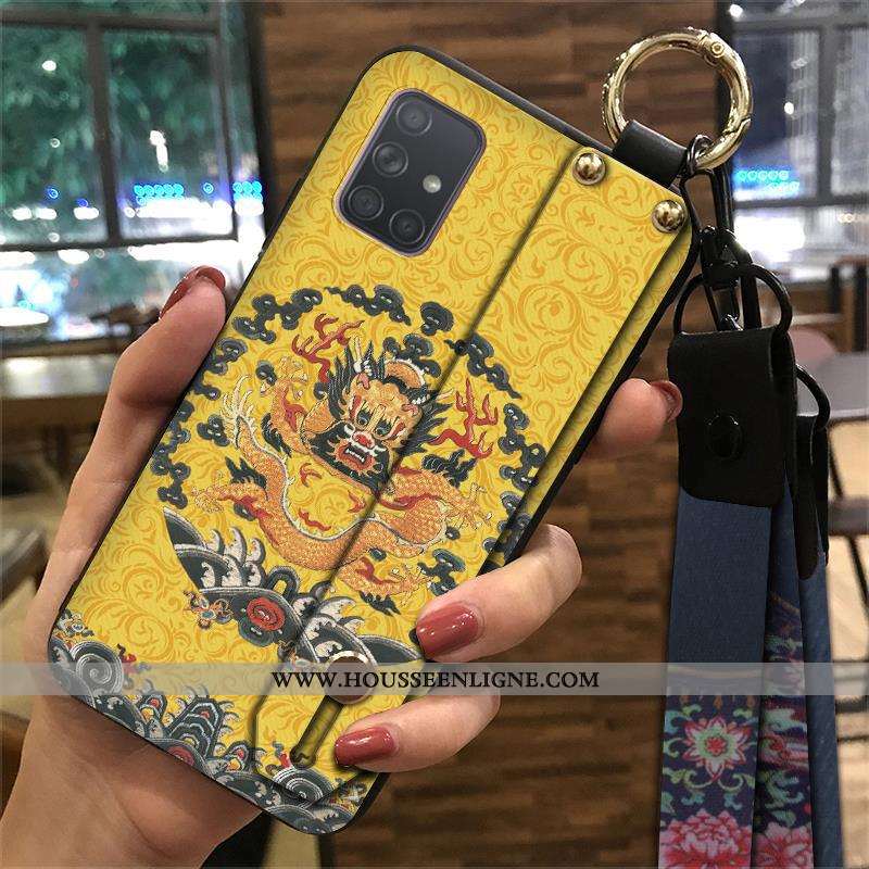 Coque Samsung Galaxy A71 Fluide Doux Protection Support Ornements Suspendus Jaune Vent Ethnique