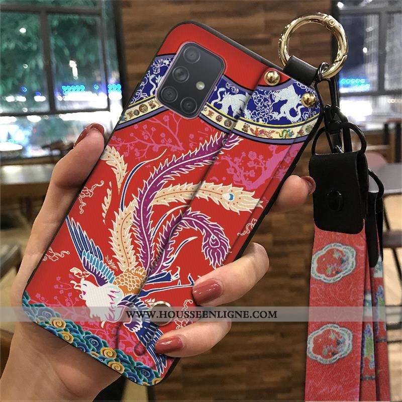 Coque Samsung Galaxy A71 Fluide Doux Protection Support Ornements Suspendus Jaune Vent Ethnique