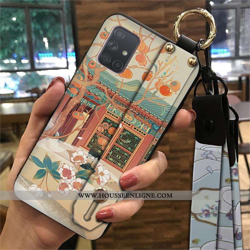 Coque Samsung Galaxy A71 Fluide Doux Protection Support Ornements Suspendus Jaune Vent Ethnique