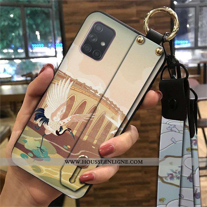 Coque Samsung Galaxy A71 Fluide Doux Protection Support Ornements Suspendus Jaune Vent Ethnique