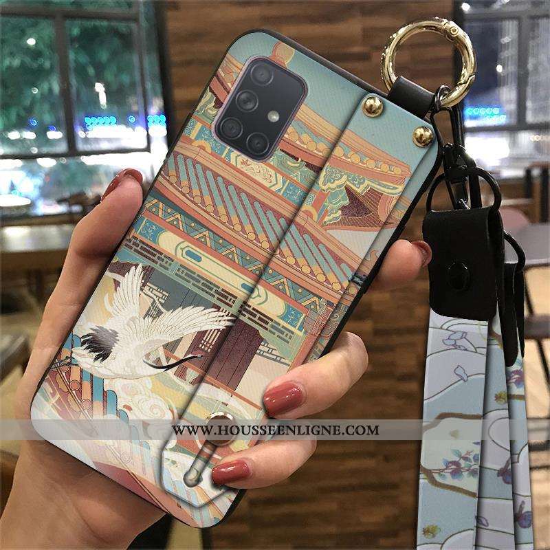 Coque Samsung Galaxy A71 Fluide Doux Protection Support Ornements Suspendus Jaune Vent Ethnique