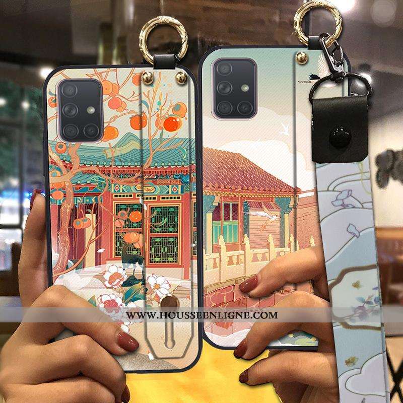 Coque Samsung Galaxy A71 Fluide Doux Protection Support Ornements Suspendus Jaune Vent Ethnique