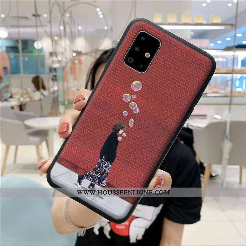 Coque Samsung Galaxy A71 Fluide Doux Protection Tout Compris Dessin Animé Étui Incassable Rouge