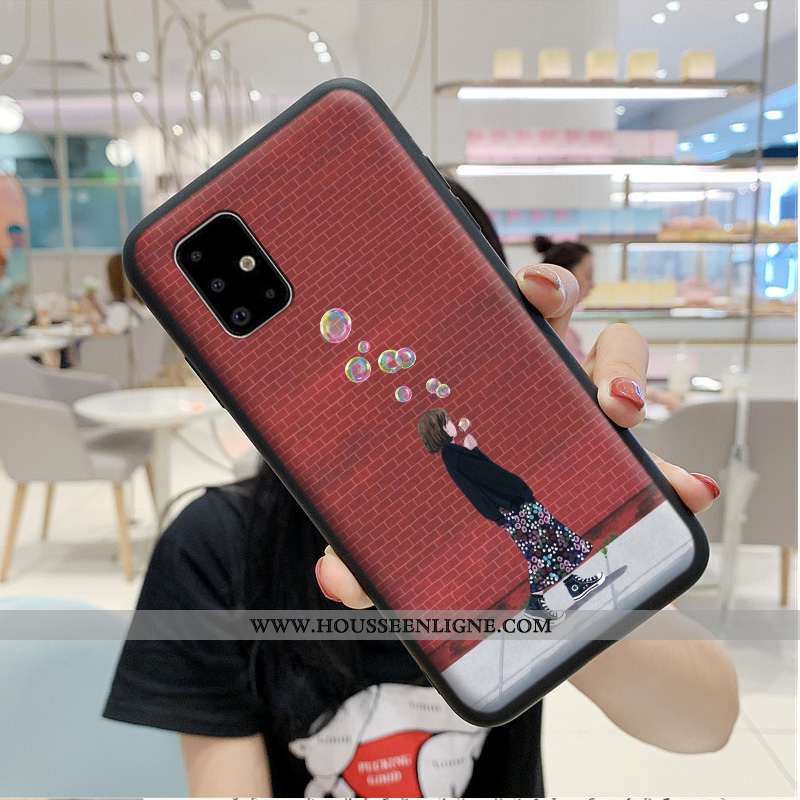 Coque Samsung Galaxy A71 Fluide Doux Protection Tout Compris Dessin Animé Étui Incassable Rouge