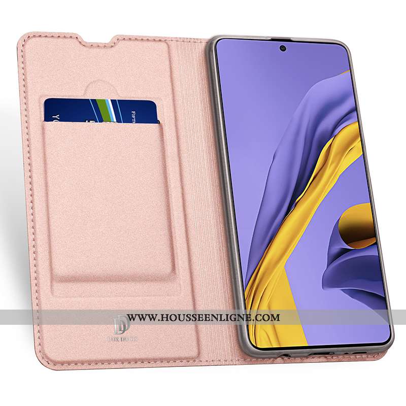 Coque Samsung Galaxy A71 Légère Cuir Téléphone Portable Étui Magnétisme Housse Incassable Rose