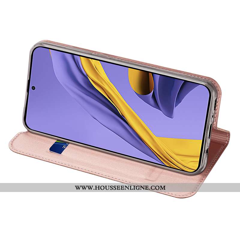 Coque Samsung Galaxy A71 Légère Cuir Téléphone Portable Étui Magnétisme Housse Incassable Rose