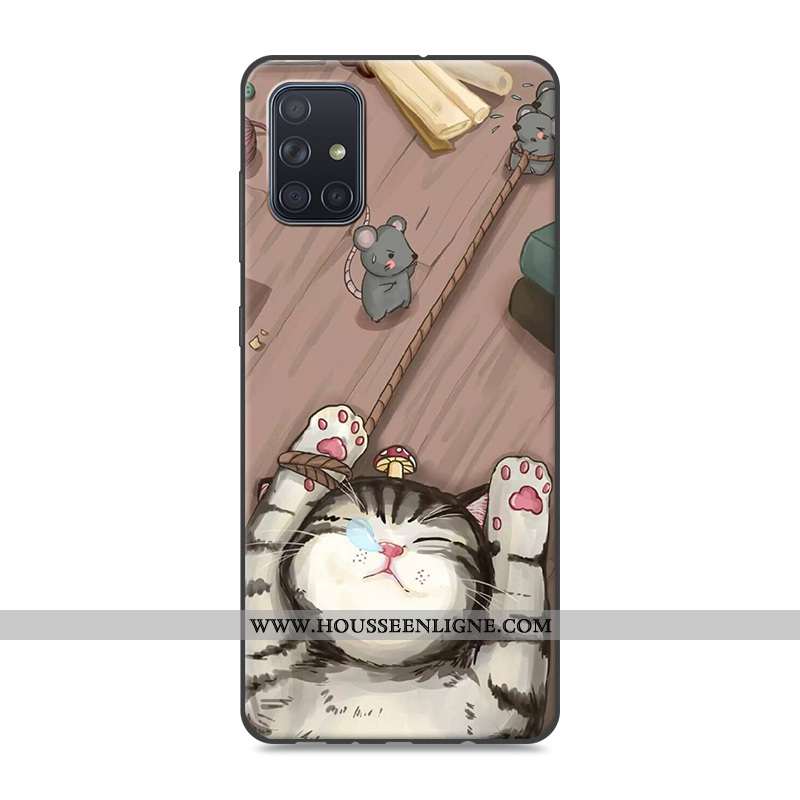 Coque Samsung Galaxy A71 Protection Créatif Fluide Doux Étui Dessin Animé Tendance Gris