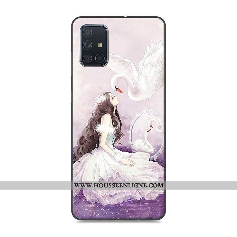 Coque Samsung Galaxy A71 Protection Créatif Fluide Doux Étui Dessin Animé Tendance Gris