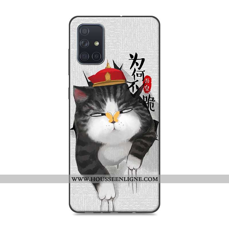 Coque Samsung Galaxy A71 Protection Créatif Fluide Doux Étui Dessin Animé Tendance Gris
