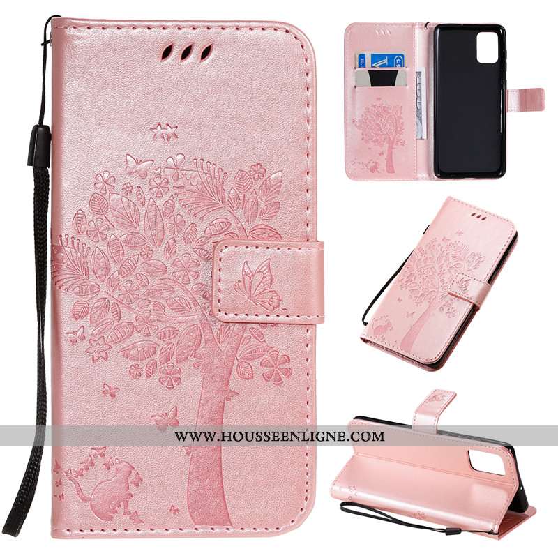 Coque Samsung Galaxy A71 Protection Cuir Fluide Doux Clamshell Étui Carte Tout Compris Doré
