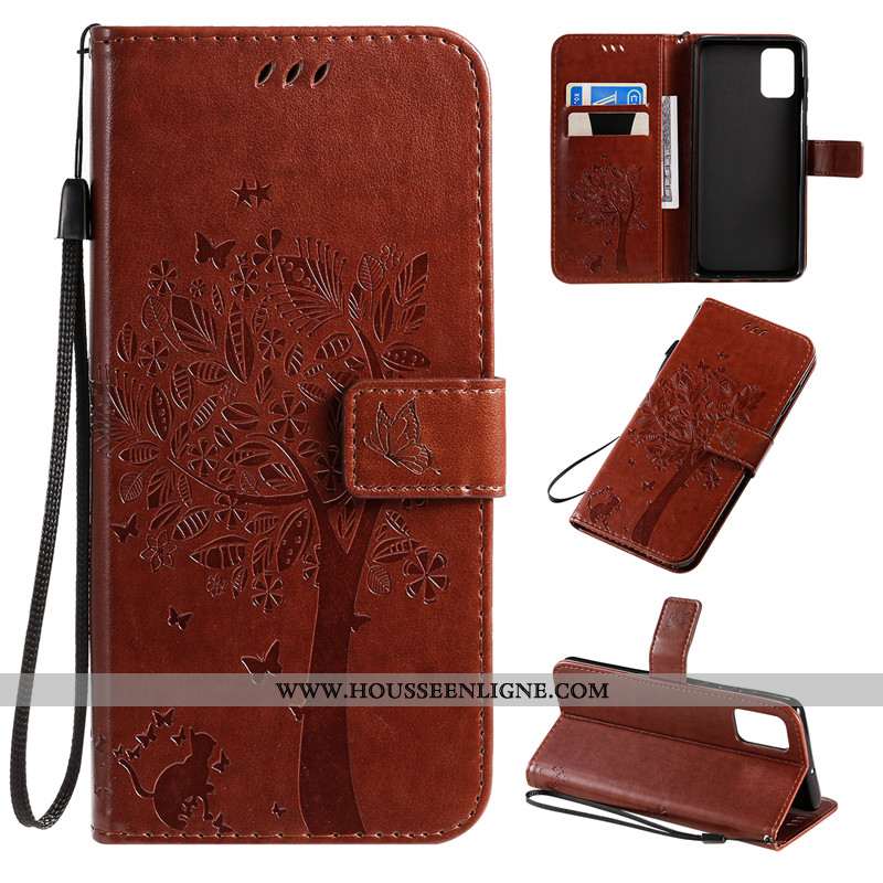 Coque Samsung Galaxy A71 Protection Cuir Fluide Doux Clamshell Étui Carte Tout Compris Doré