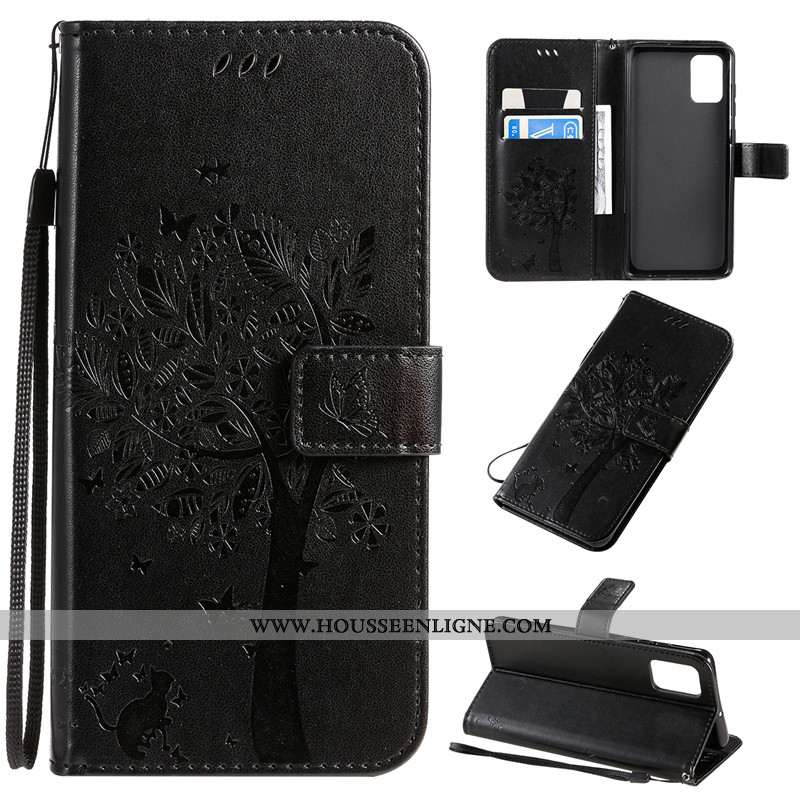 Coque Samsung Galaxy A71 Protection Cuir Fluide Doux Clamshell Étui Carte Tout Compris Doré