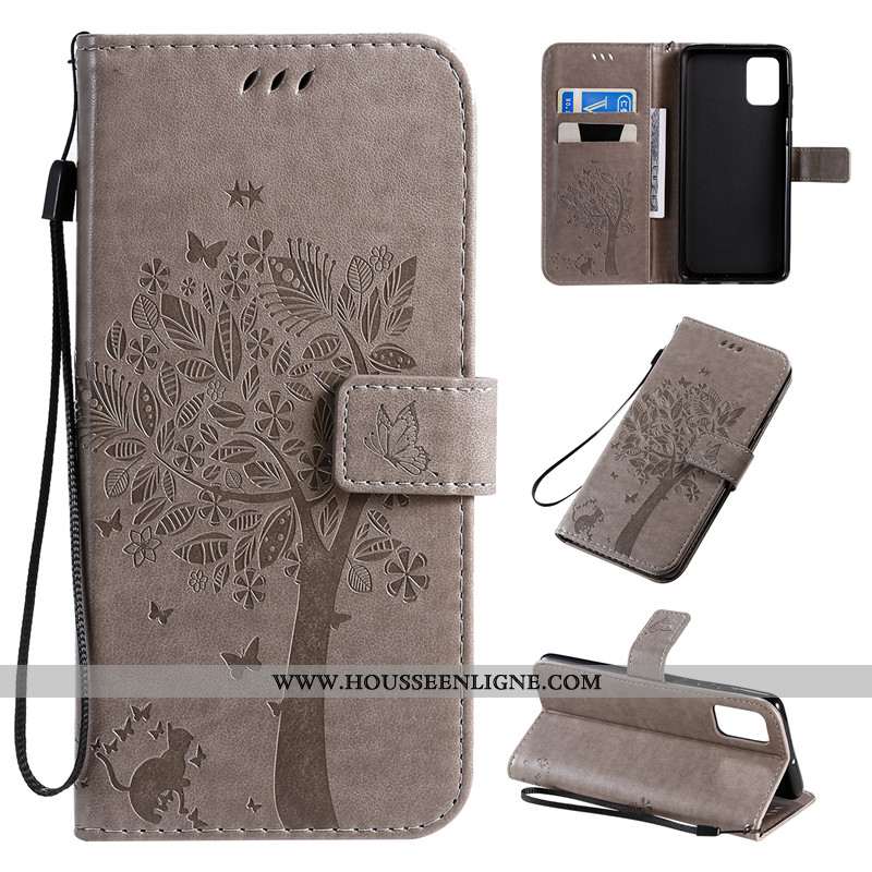 Coque Samsung Galaxy A71 Protection Cuir Fluide Doux Clamshell Étui Carte Tout Compris Doré