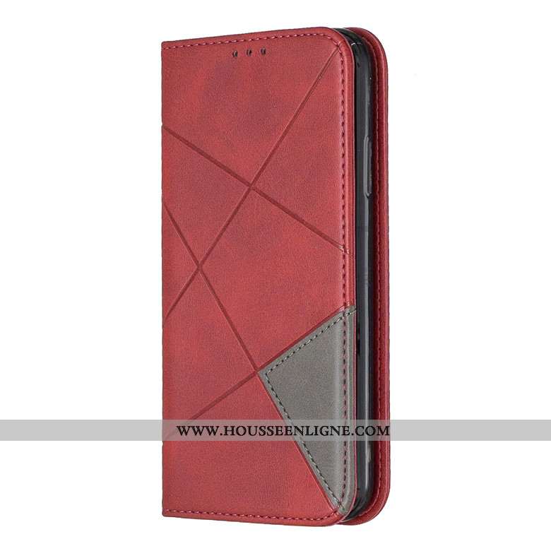 Coque Samsung Galaxy A71 Protection Cuir Rouge Clamshell Téléphone Portable Silicone