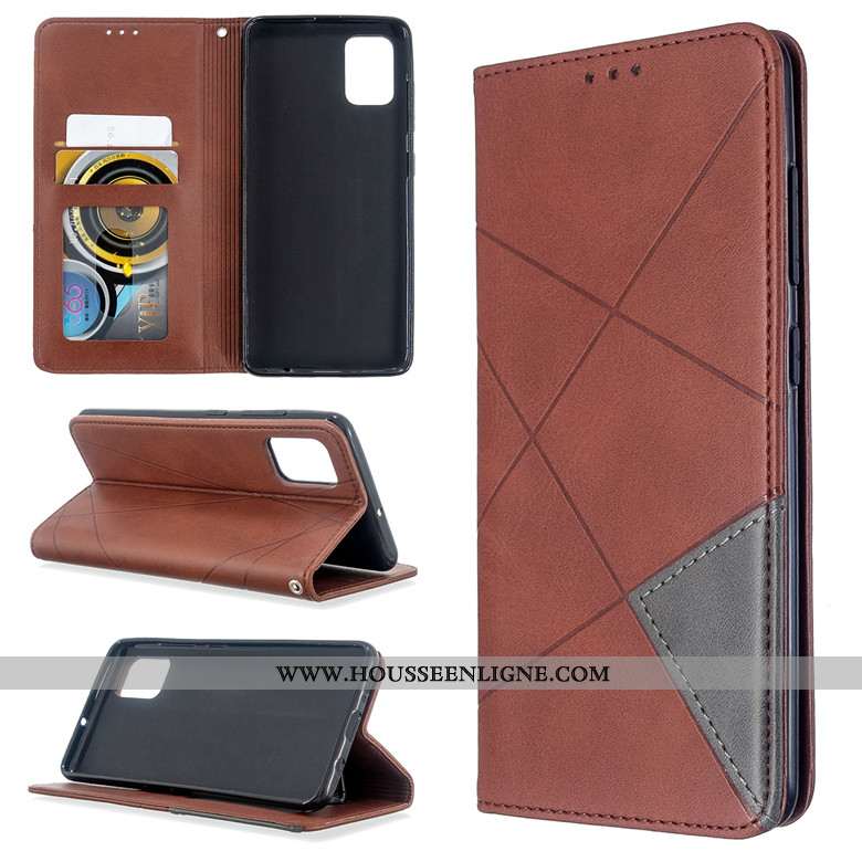 Coque Samsung Galaxy A71 Protection Cuir Rouge Clamshell Téléphone Portable Silicone