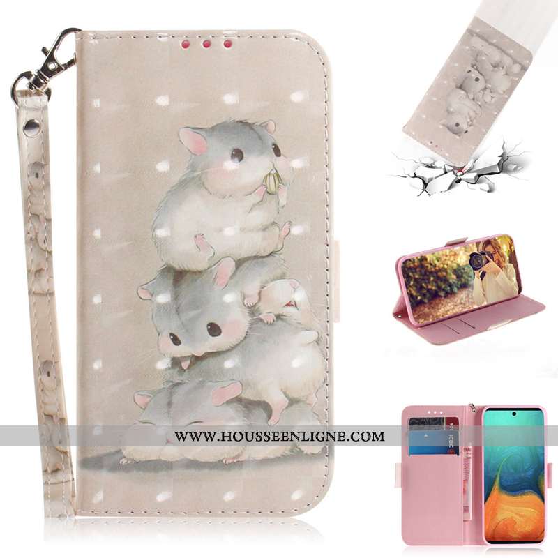 Coque Samsung Galaxy A71 Protection Cuir Téléphone Portable Carte Clamshell Étui Rose