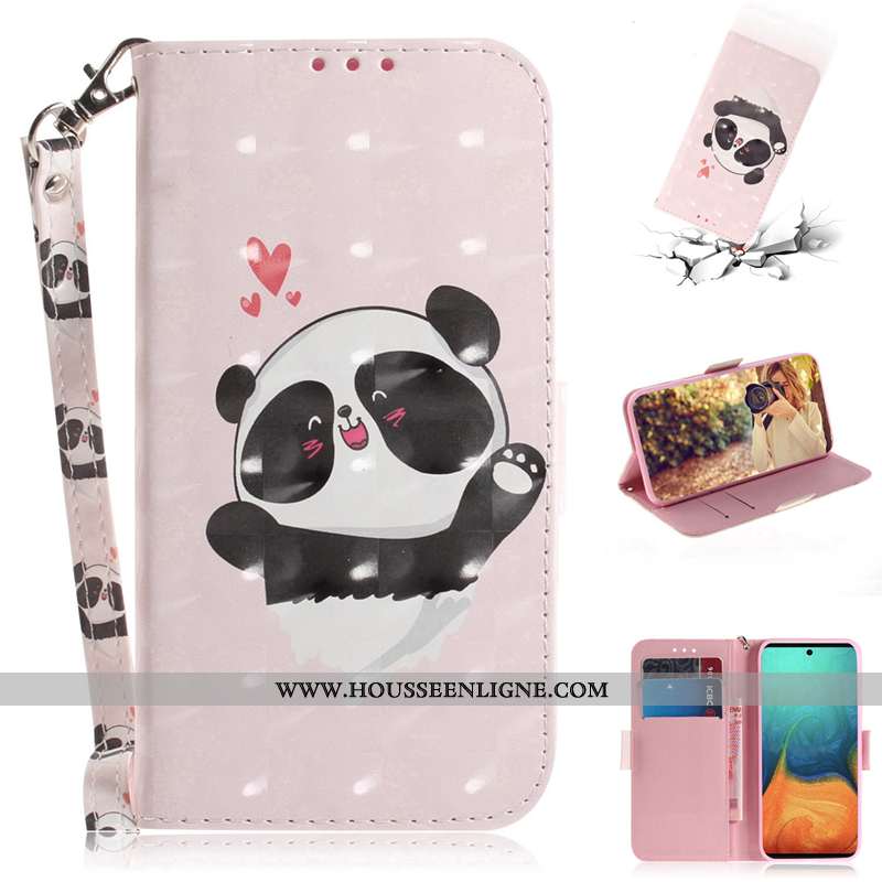 Coque Samsung Galaxy A71 Protection Cuir Téléphone Portable Carte Clamshell Étui Rose