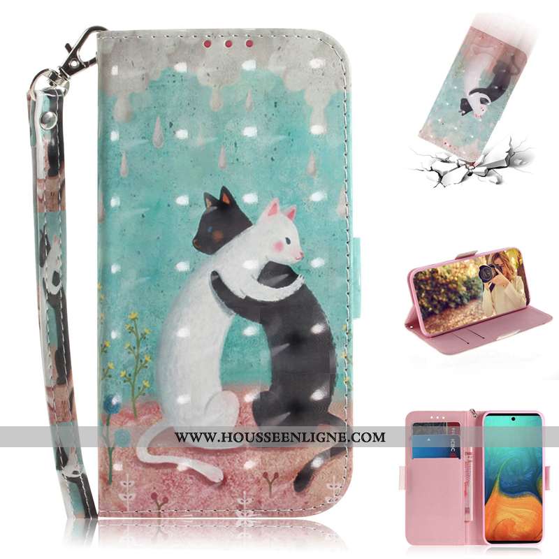 Coque Samsung Galaxy A71 Protection Cuir Téléphone Portable Carte Clamshell Étui Rose