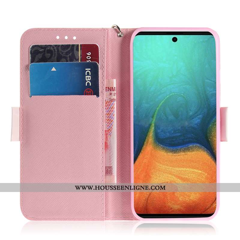 Coque Samsung Galaxy A71 Protection Cuir Téléphone Portable Carte Clamshell Étui Rose