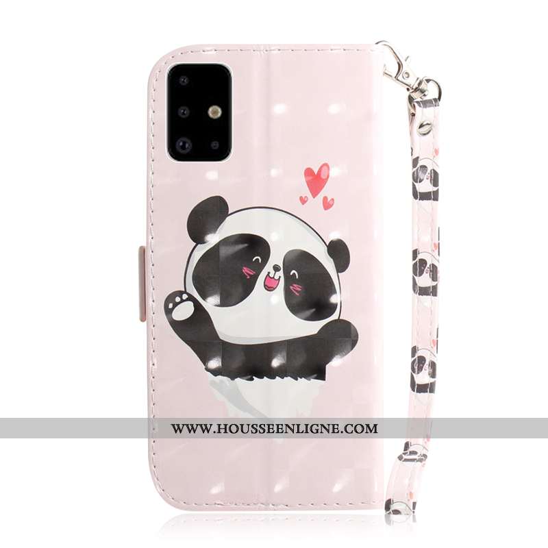 Coque Samsung Galaxy A71 Protection Cuir Téléphone Portable Carte Clamshell Étui Rose