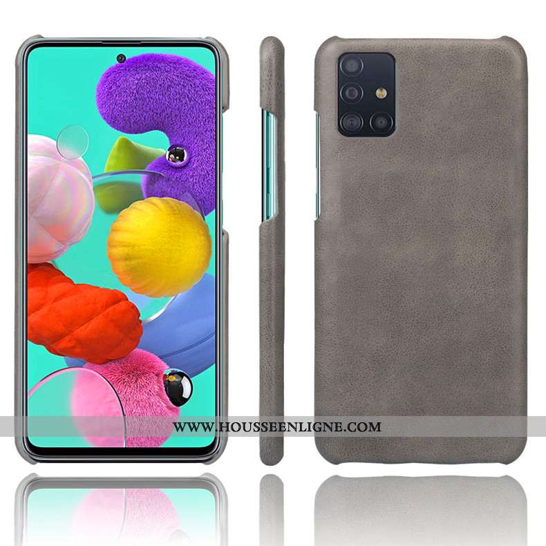 Coque Samsung Galaxy A71 Protection Délavé En Daim Étoile Difficile Téléphone Portable Étui Bleu Fon