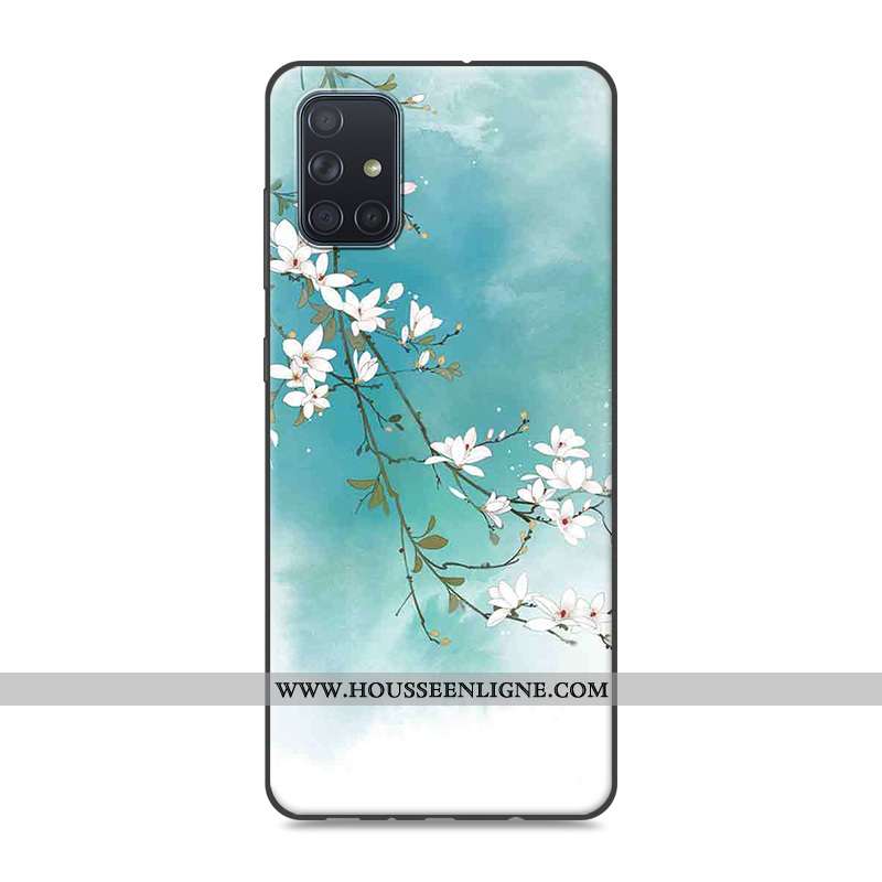 Coque Samsung Galaxy A71 Protection Vintage Étui Téléphone Portable Style Chinois Rose Silicone
