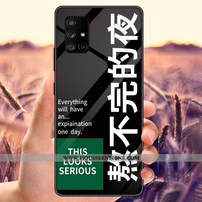 Coque Samsung Galaxy A71 Verre Étoile Noir Tout Compris Net Rouge Tempérer