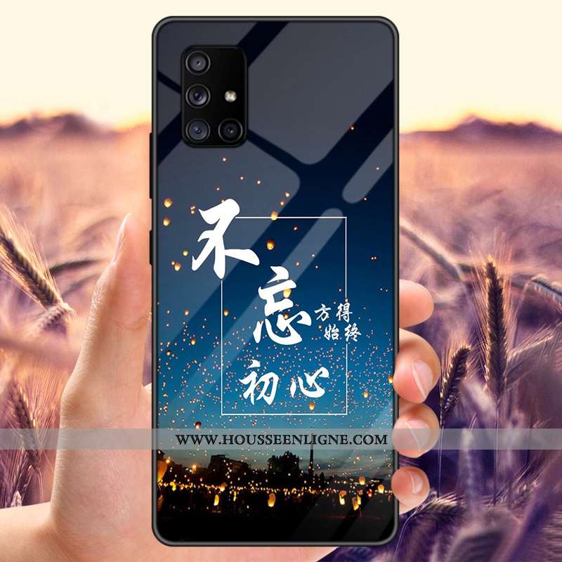 Coque Samsung Galaxy A71 Verre Étoile Noir Tout Compris Net Rouge Tempérer