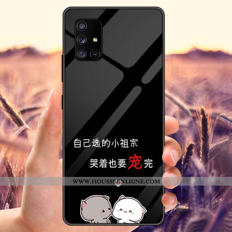 Coque Samsung Galaxy A71 Verre Étoile Noir Tout Compris Net Rouge Tempérer