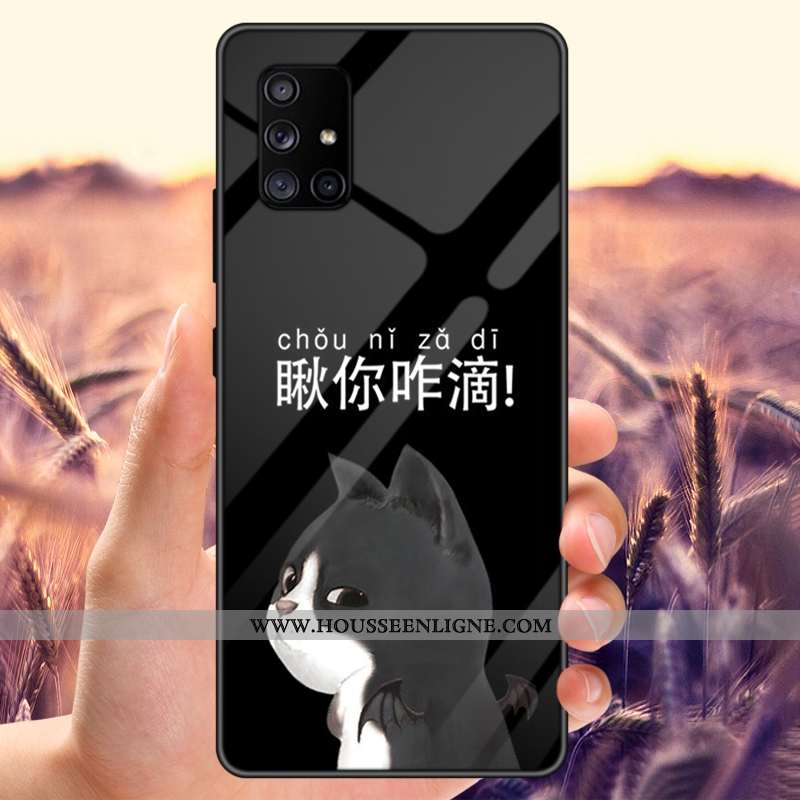 Coque Samsung Galaxy A71 Verre Étoile Noir Tout Compris Net Rouge Tempérer