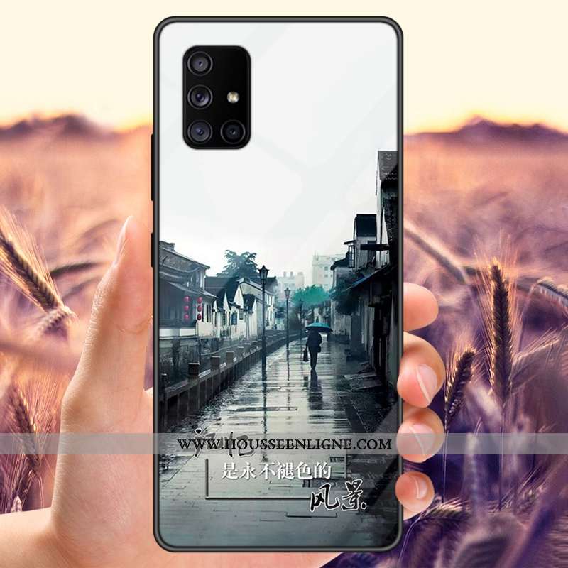 Coque Samsung Galaxy A71 Verre Étoile Noir Tout Compris Net Rouge Tempérer