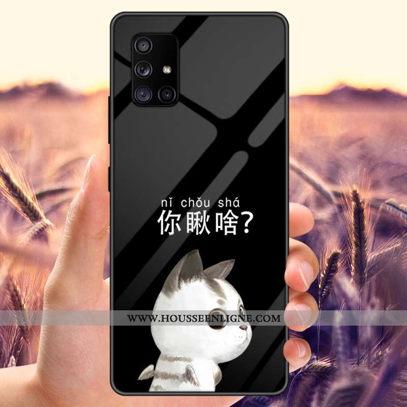 Coque Samsung Galaxy A71 Verre Étoile Noir Tout Compris Net Rouge Tempérer