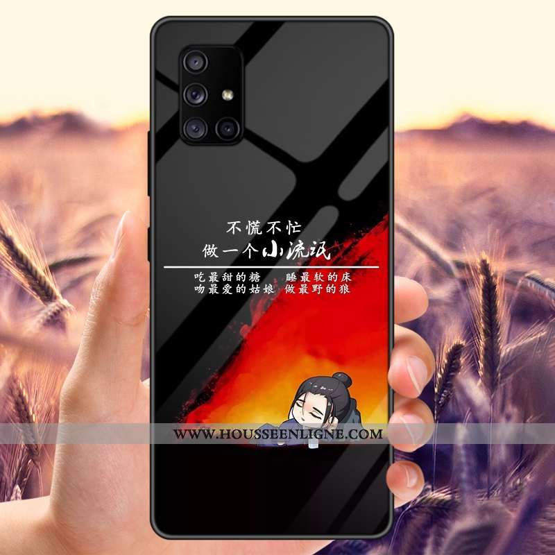 Coque Samsung Galaxy A71 Verre Étoile Noir Tout Compris Net Rouge Tempérer