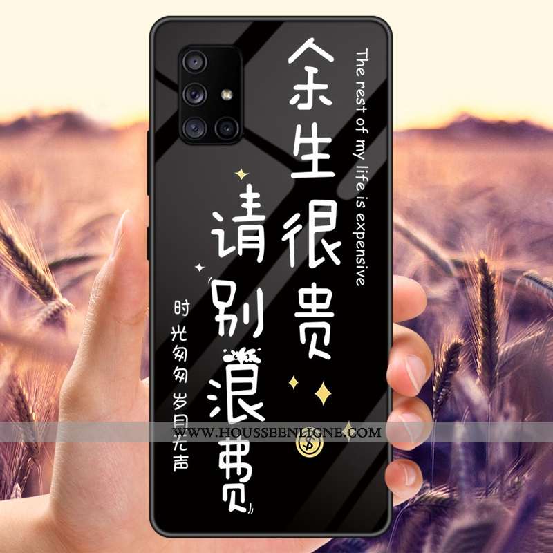 Coque Samsung Galaxy A71 Verre Étoile Noir Tout Compris Net Rouge Tempérer