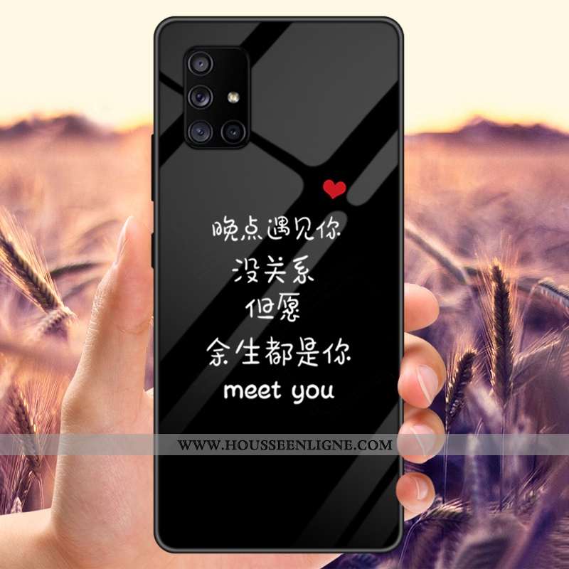 Coque Samsung Galaxy A71 Verre Étoile Noir Tout Compris Net Rouge Tempérer