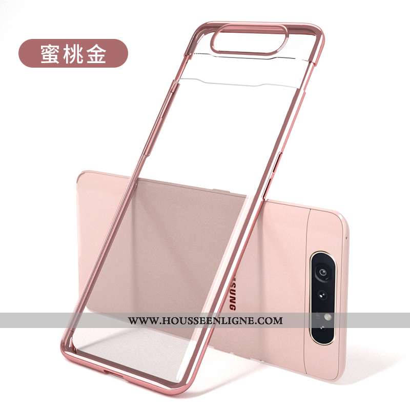 Coque Samsung Galaxy A80 Créatif Ultra Délavé En Daim Amoureux Étoile Personnalité Rose