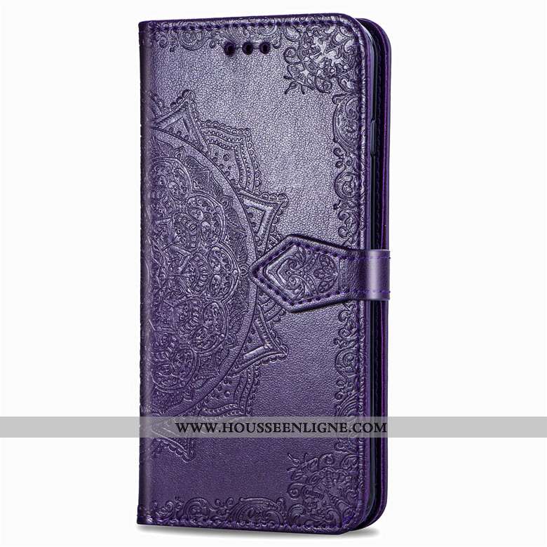 Coque Samsung Galaxy A80 Cuir Protection Étoile Violet Carte Étui Incassable
