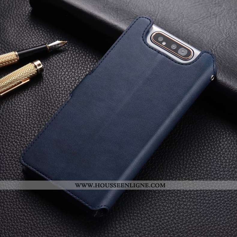 Coque Samsung Galaxy A80 Cuir Silicone Étoile Carte Incassable Protection Marron