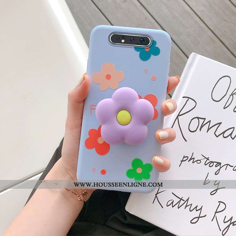 Coque Samsung Galaxy A80 Dessin Animé Charmant Tendance Fleur Peinture Silicone Verte